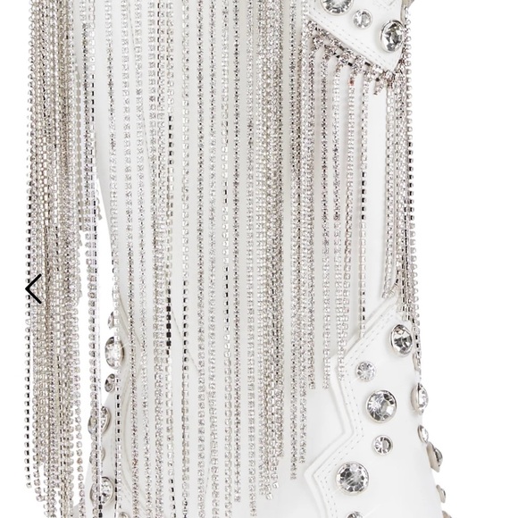 Dolls, kill, white rhinestone fringe boots size 9 brand new - Picture 4 of 4